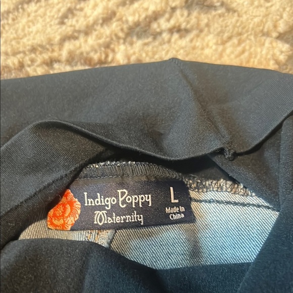 Indigo poppy size large  Blue Skinny Jeans with Maternity Panel distressed new - Picture 3 of 4